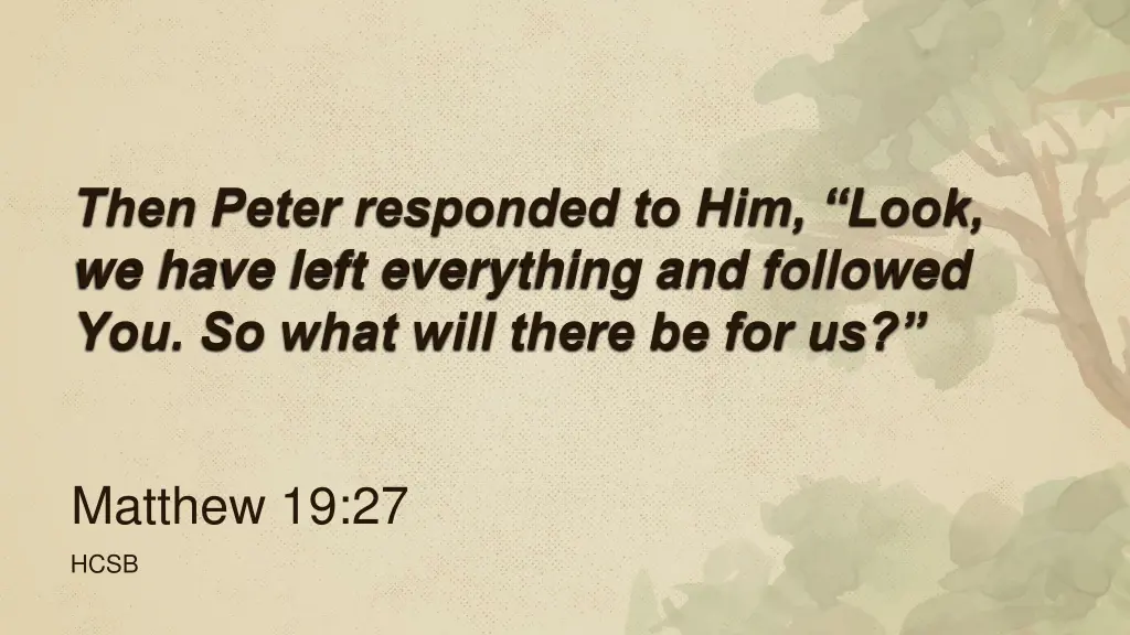 then peter responded to him look we have left