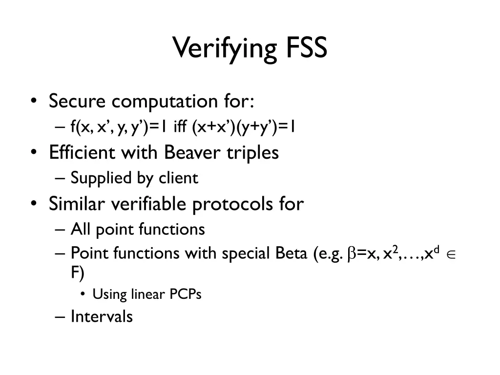 verifying fss