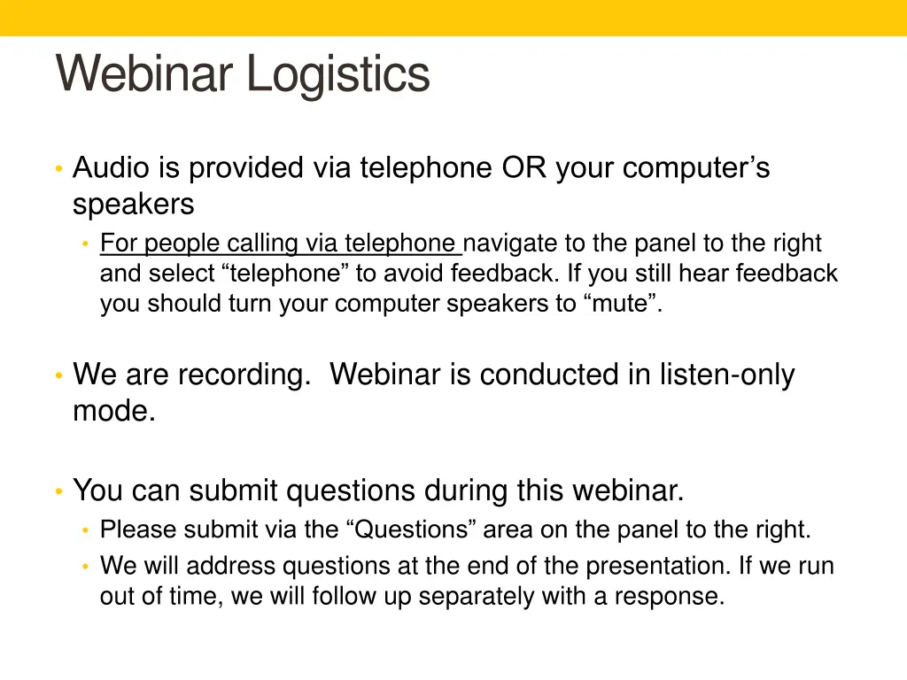 webinar logistics