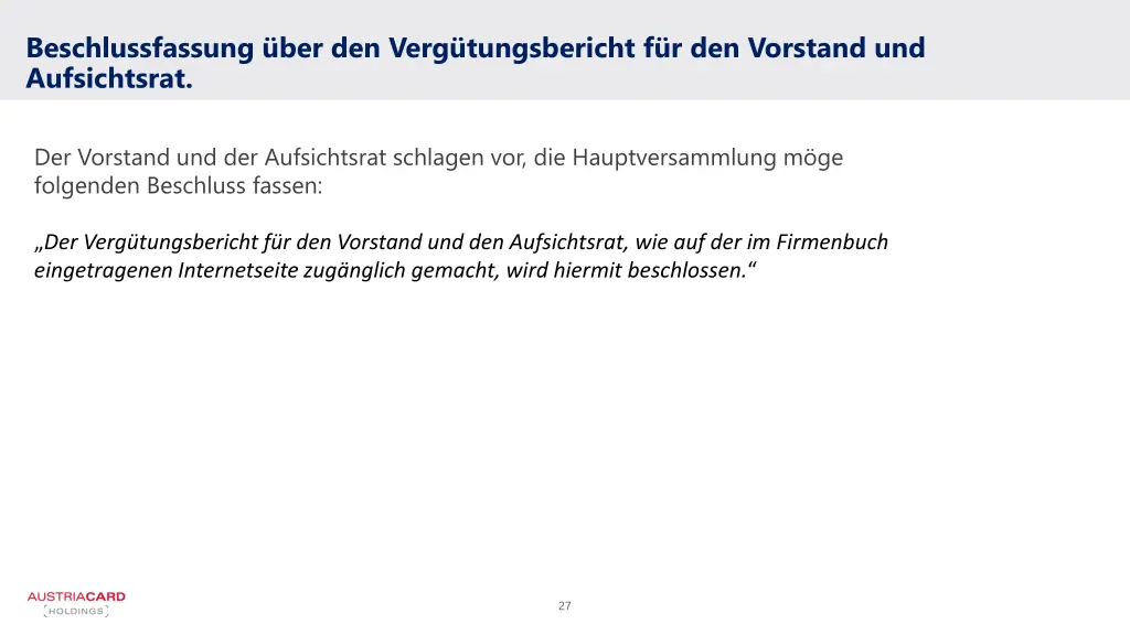 beschlussfassung ber den verg tungsbericht