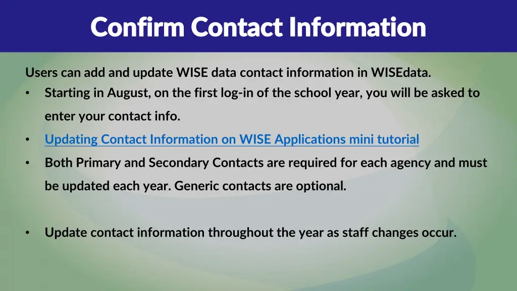 confirm contact information confirm contact