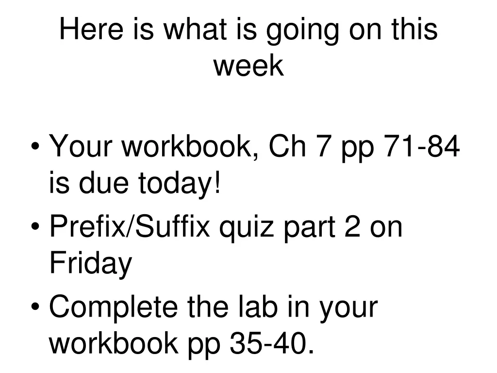 here is what is going on this week