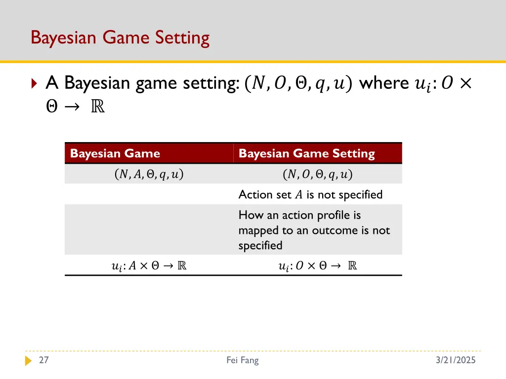 bayesian game setting