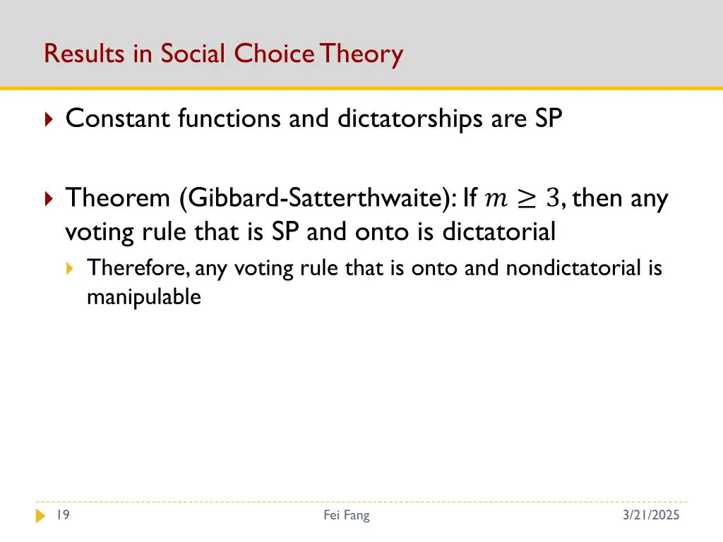 results in social choice theory
