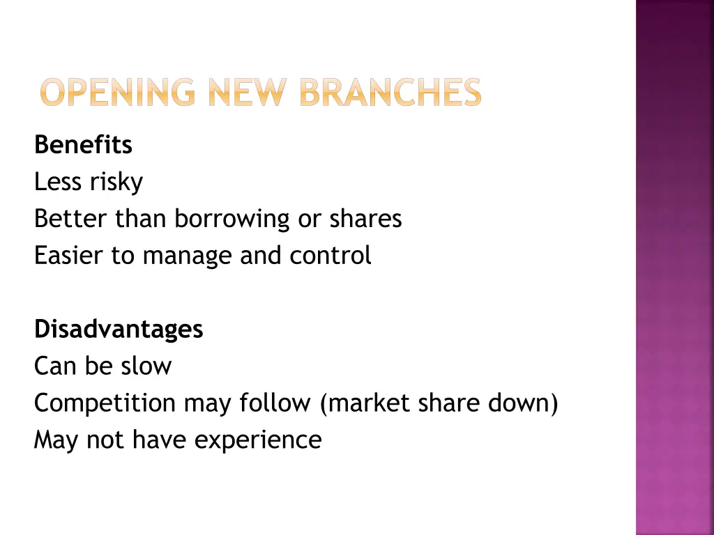 opening new branches