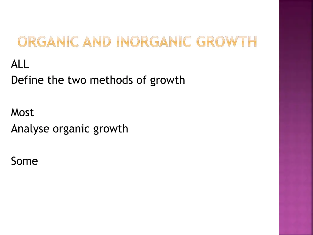 organic and inorganic growth