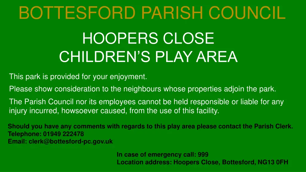 bottesford parish council hoopers close children