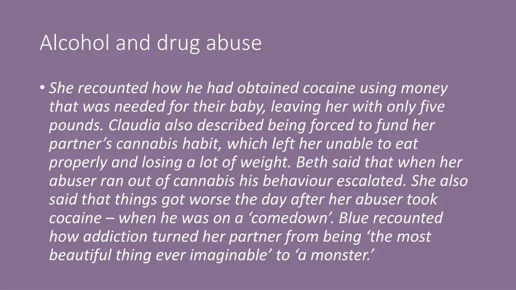alcohol and drug abuse