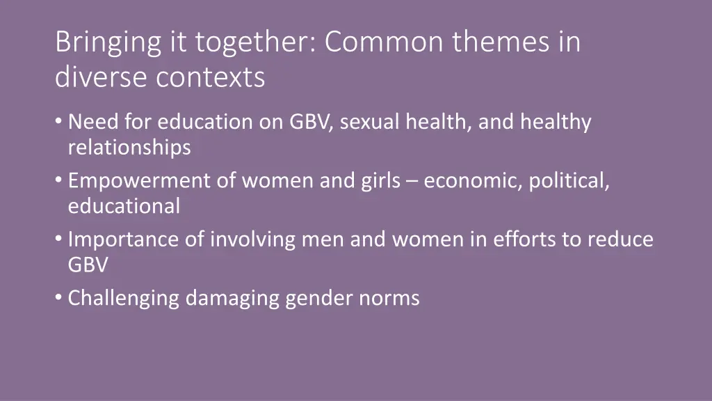 bringing it together common themes in diverse