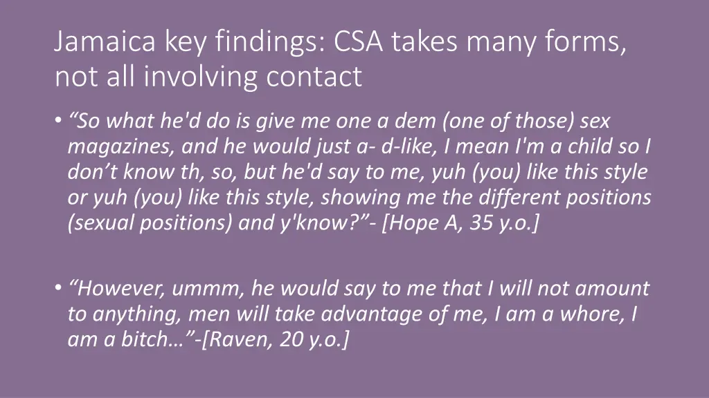 jamaica key findings csa takes many forms