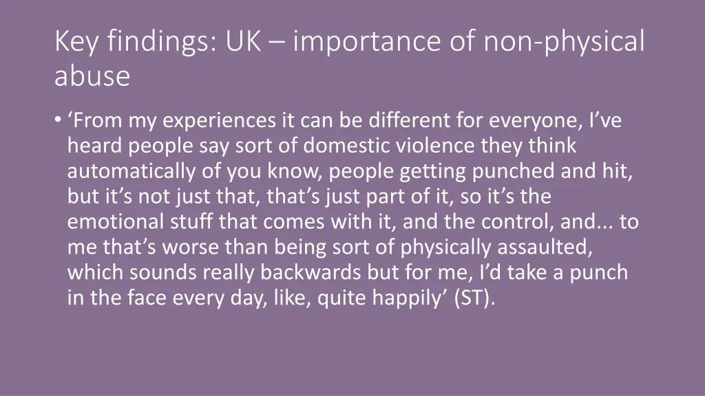 key findings uk importance of non physical abuse