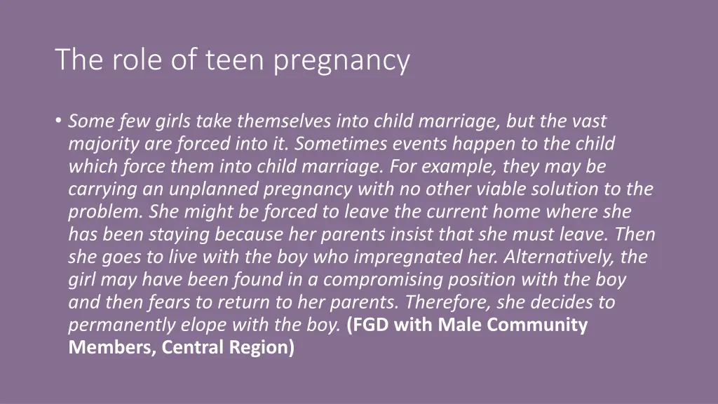 the role of teen pregnancy