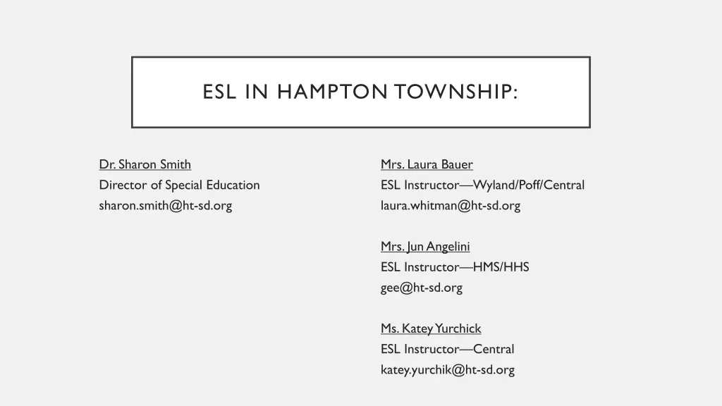 esl in hampton township