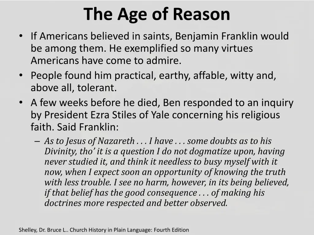 the age of reason if americans believed in saints