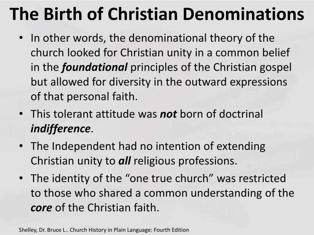 the birth of christian denominations in other