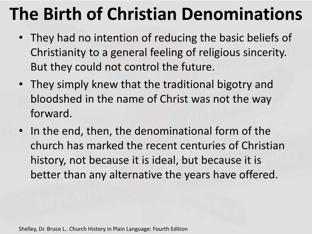 the birth of christian denominations they