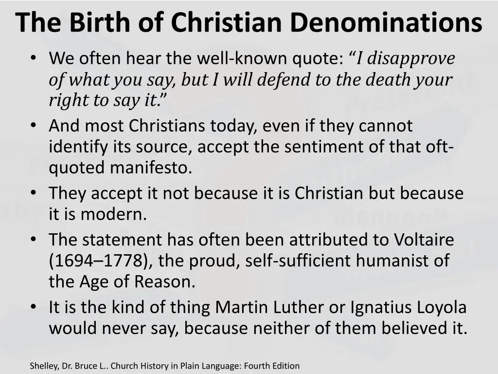 the birth of christian denominations we often