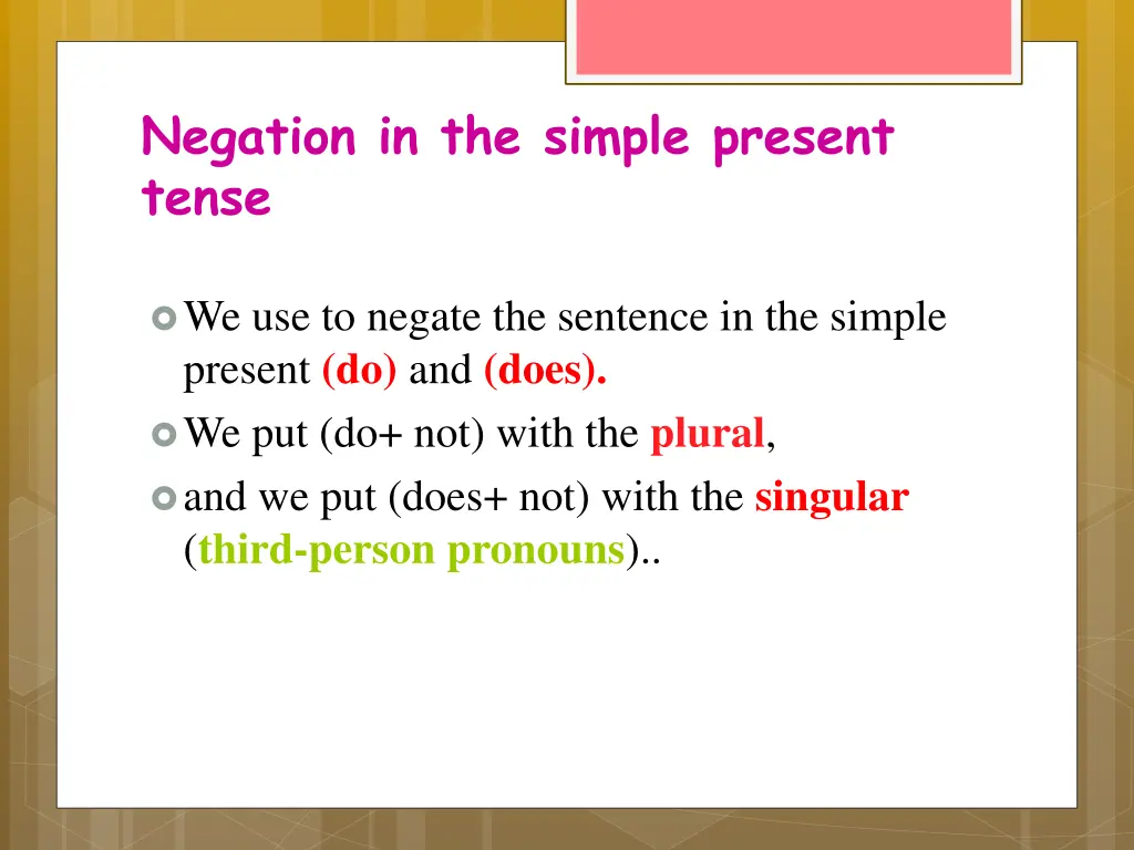 negation in the simple present tense