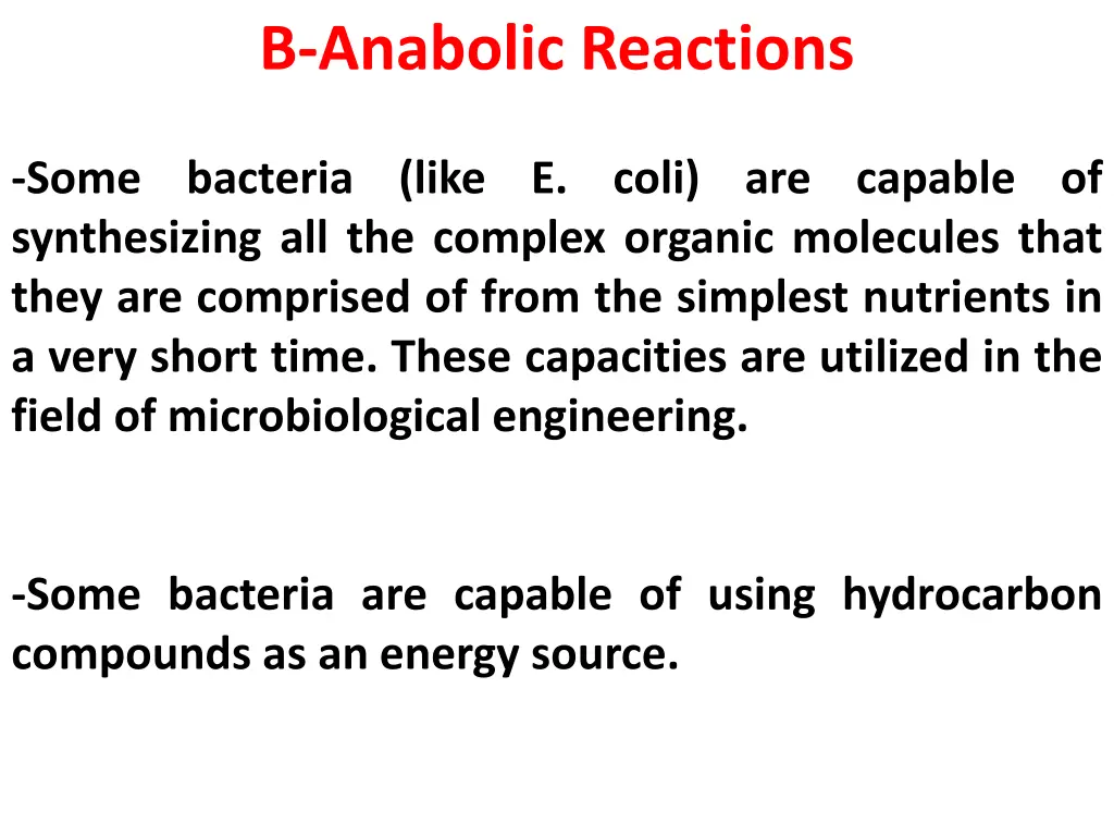 b anabolic reactions