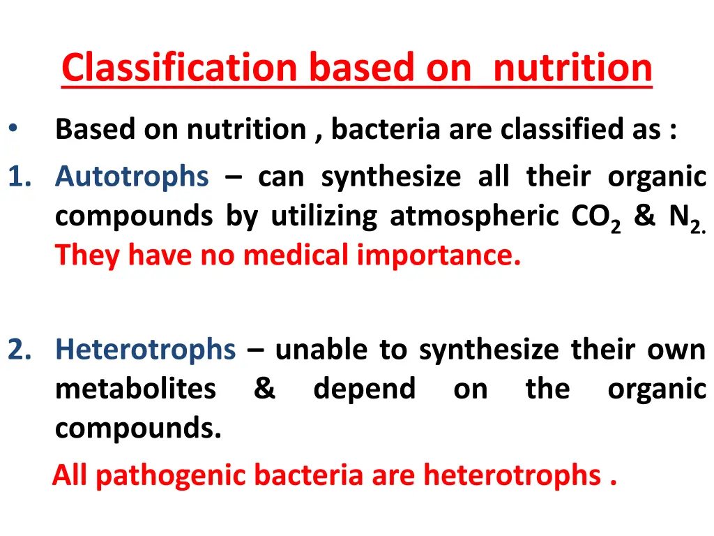 classification based on nutrition