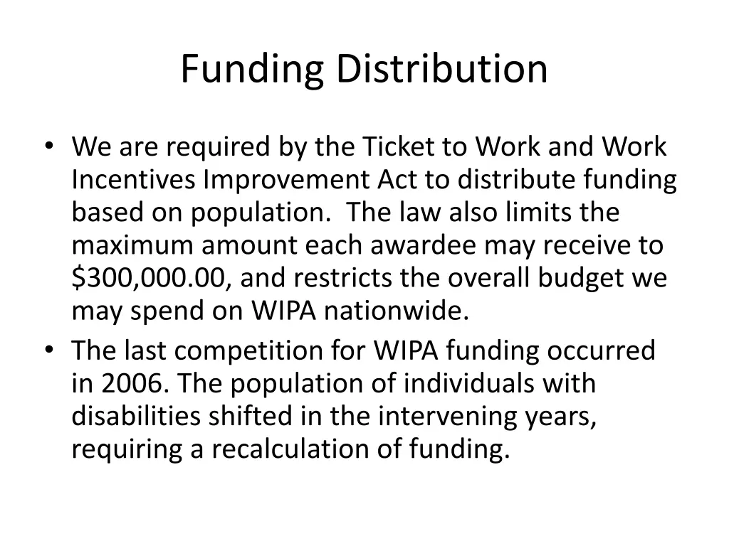 funding distribution