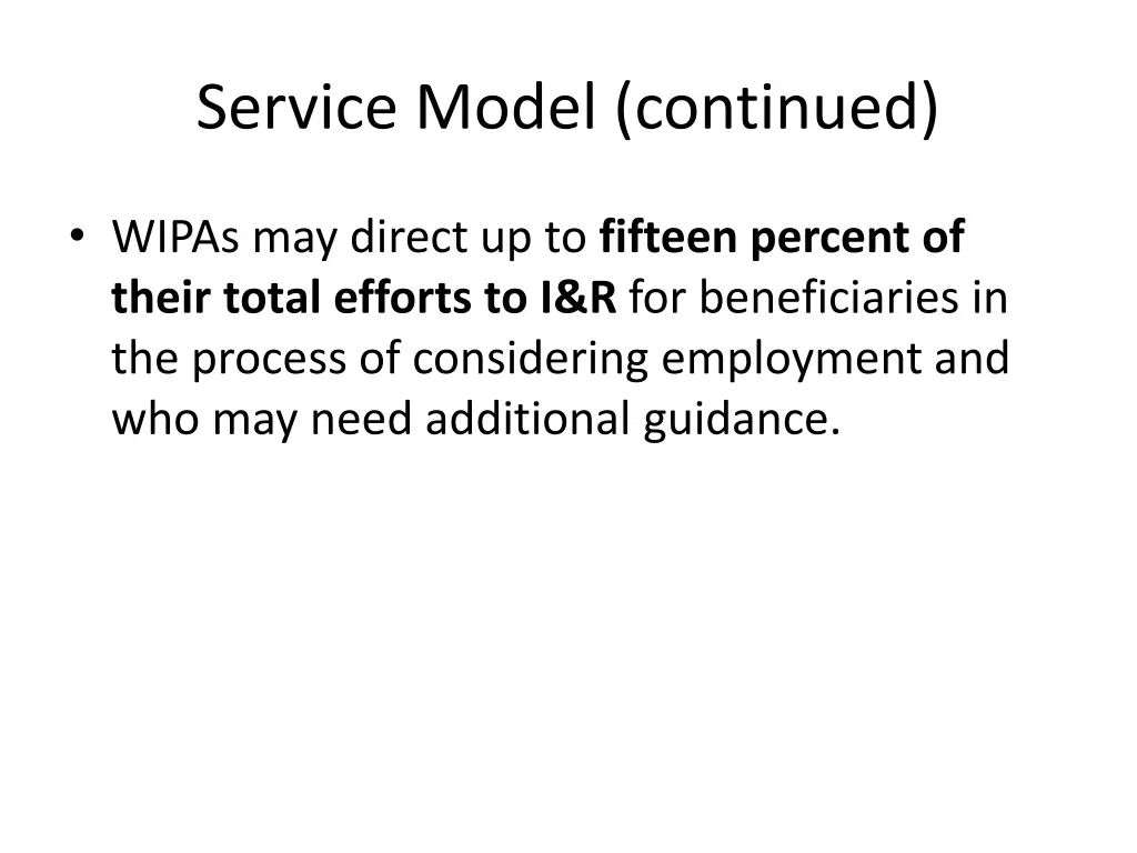 service model continued