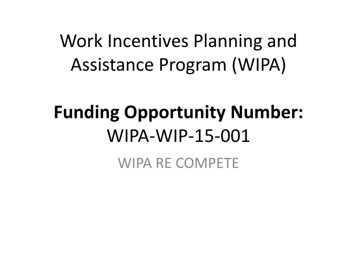 work incentives planning and assistance program