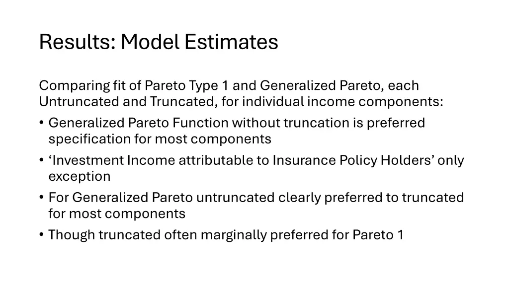 results model estimates