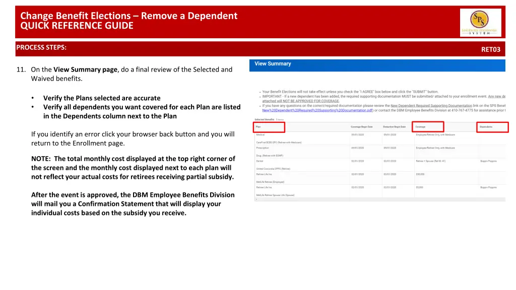 change benefit elections remove a dependent 5