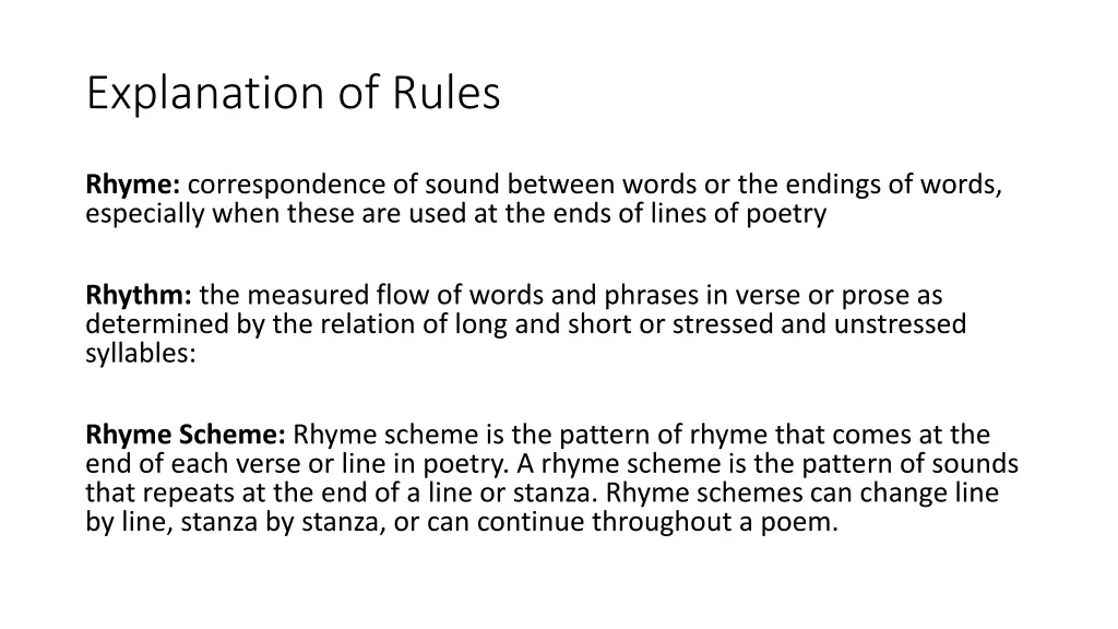 explanation of rules