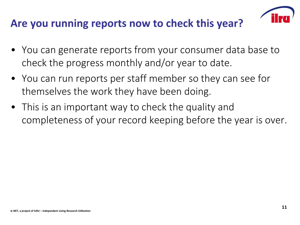 are you running reports now to check this year