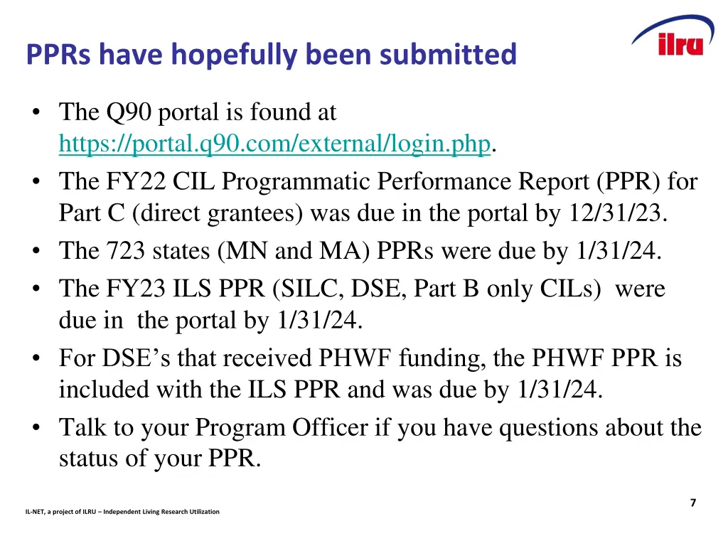 pprs have hopefully been submitted