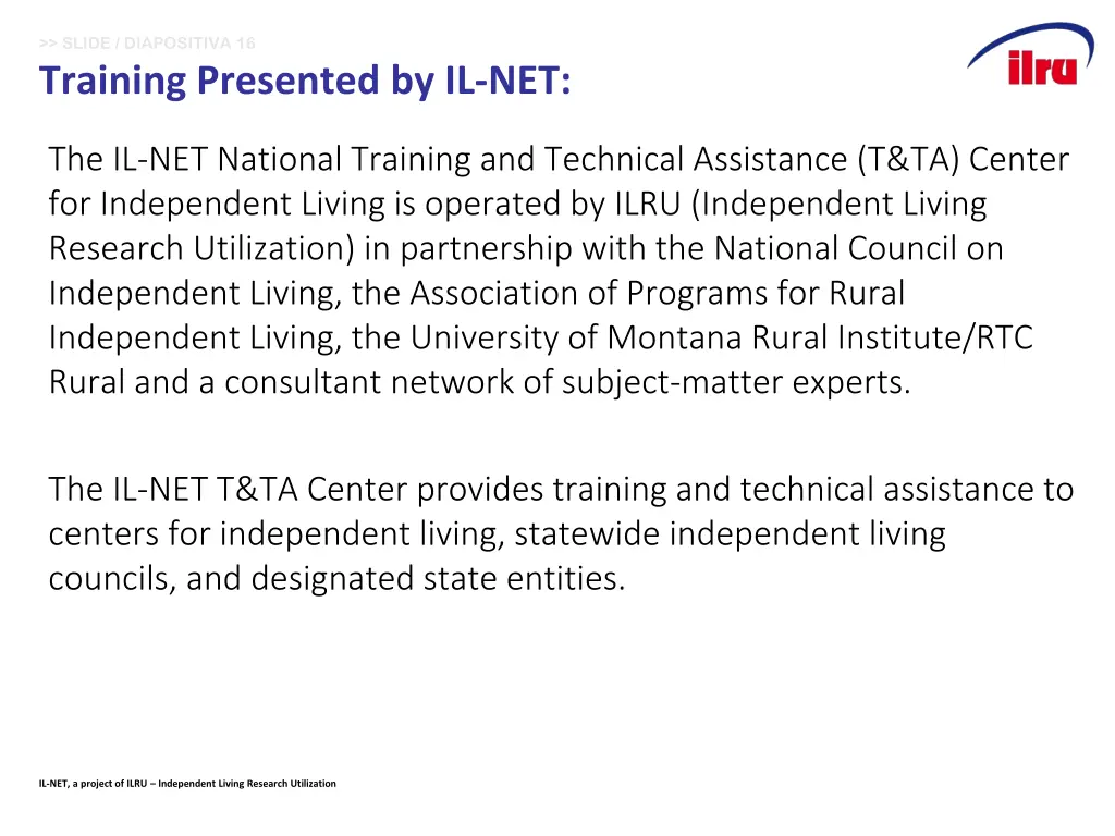 slide diapositiva 16 training presented by il net