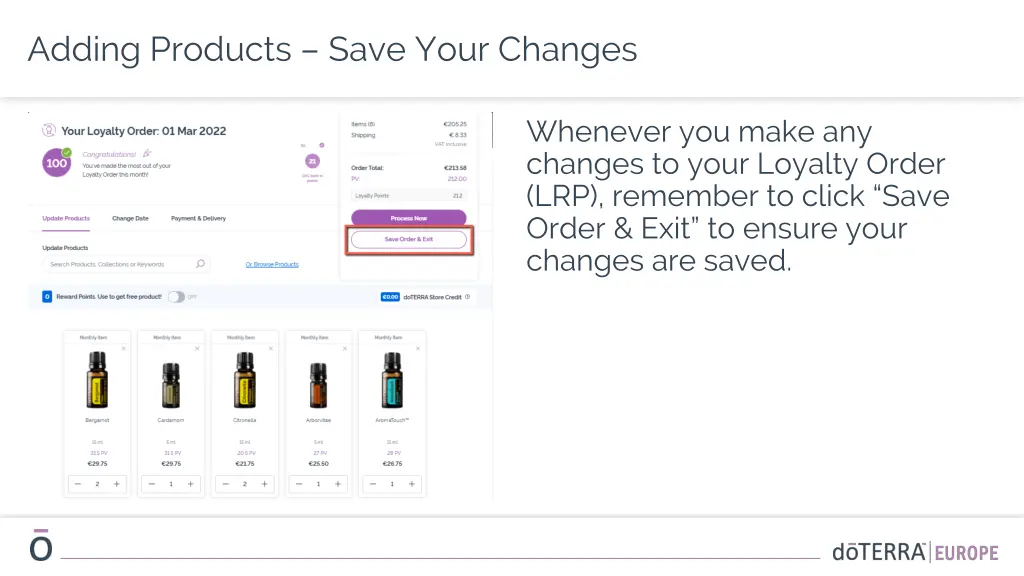 adding products save your changes