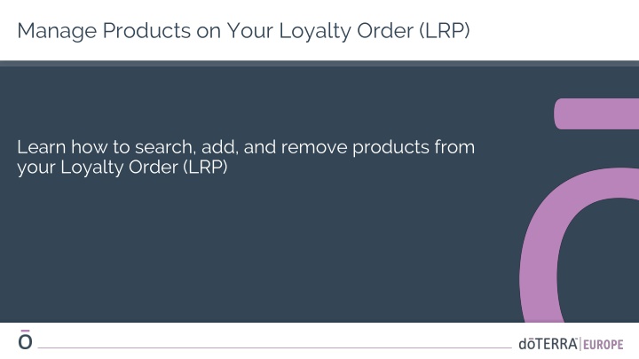 manage products on your loyalty order lrp