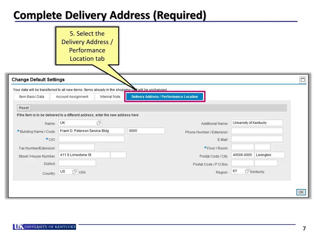 complete delivery address required
