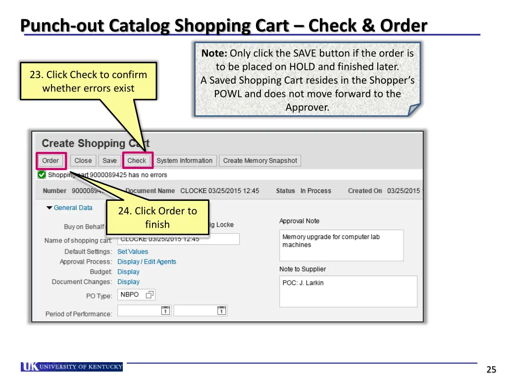 punch out catalog shopping cart check order