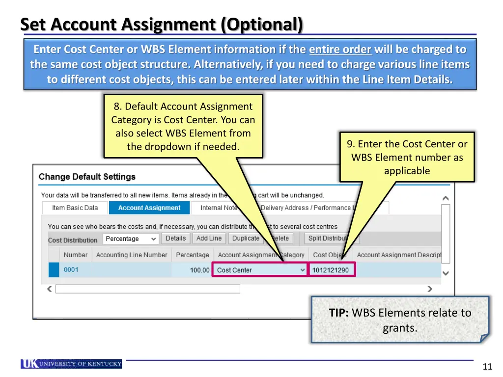 set account assignment optional 1