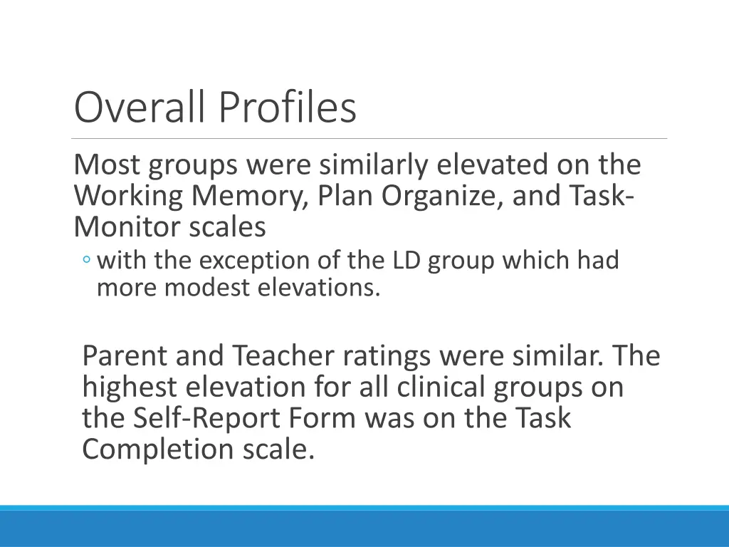 overall profiles most groups were similarly