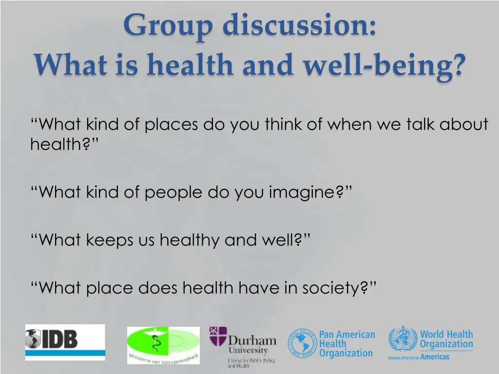group discussion what is health and well being