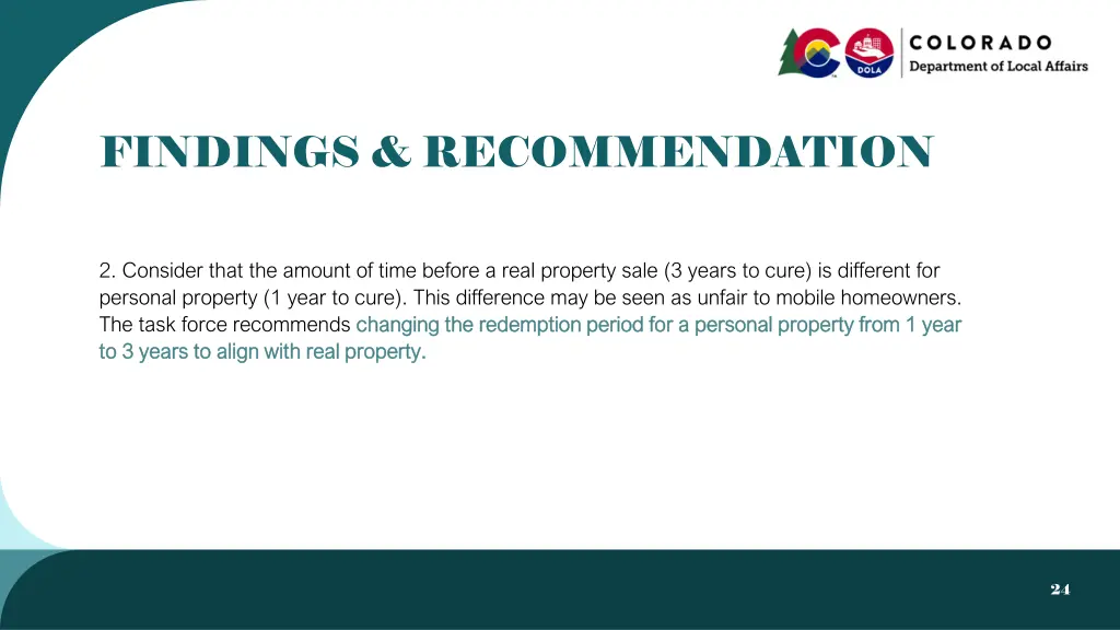 findings recommendation 1