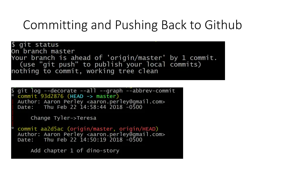 committing and pushing back to github