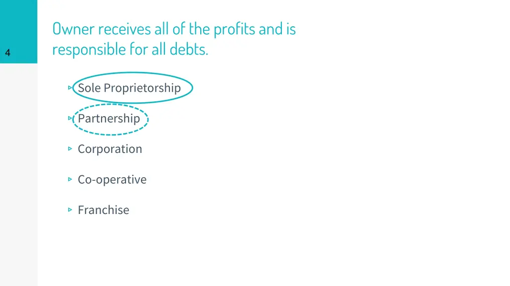 owner receives all of the profits
