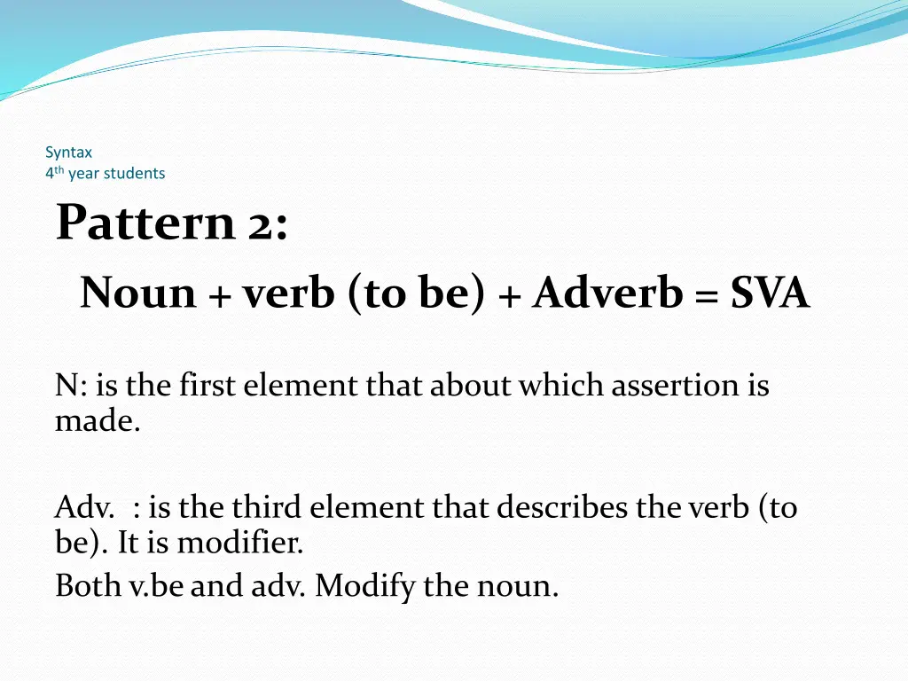 syntax 4 th year students pattern 2 noun verb