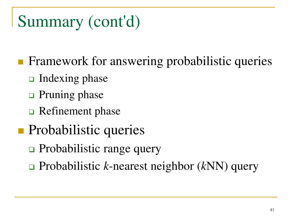 summary cont d