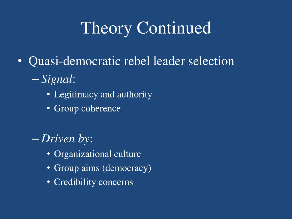 theory continued