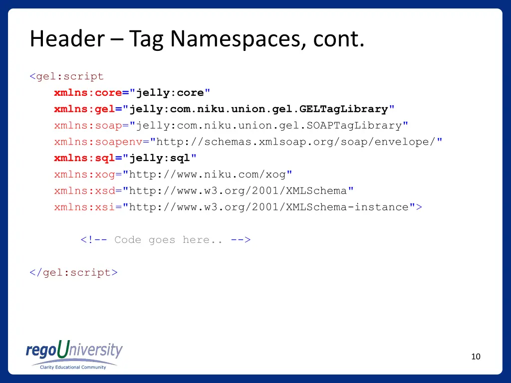 header tag namespaces cont