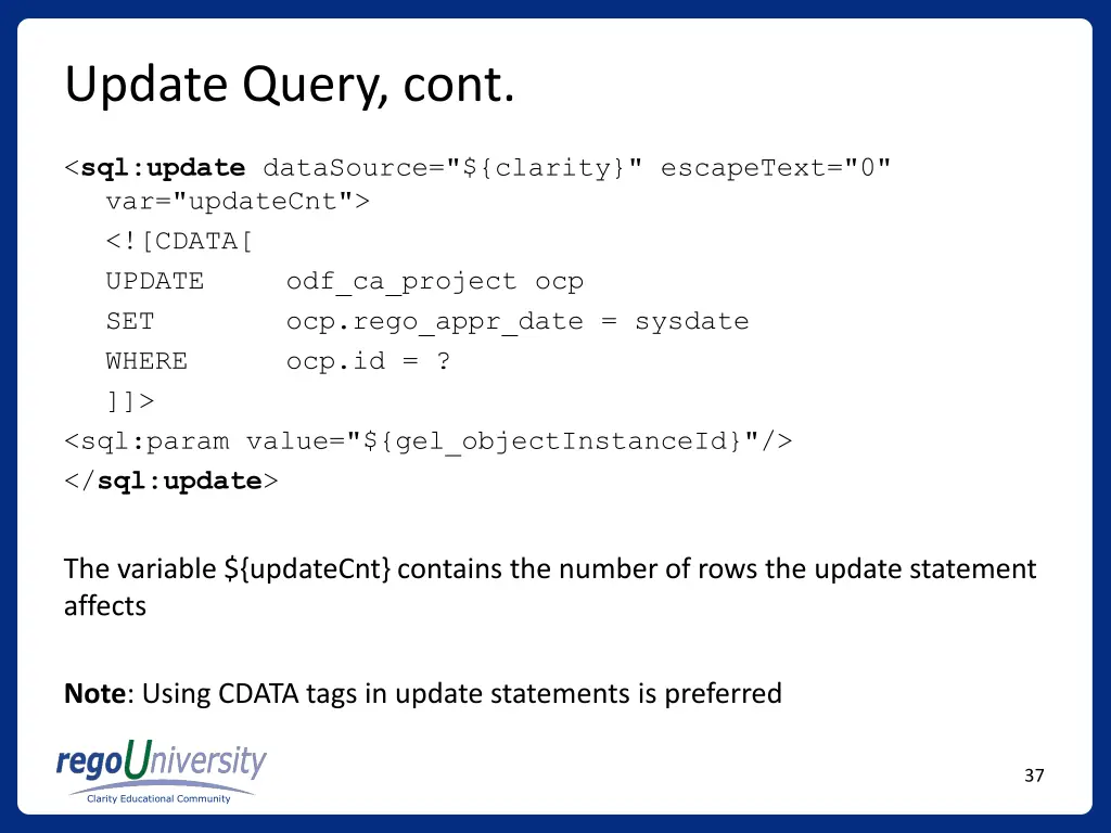 update query cont