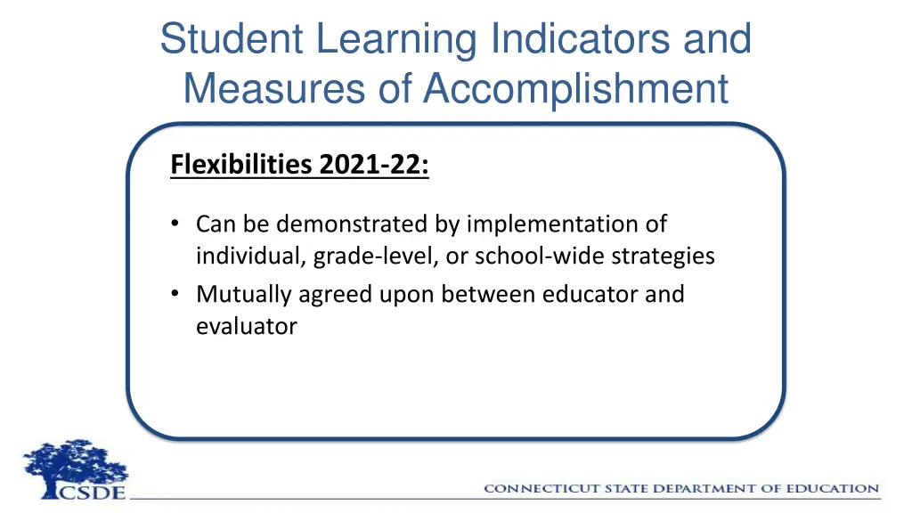 student learning indicators and measures