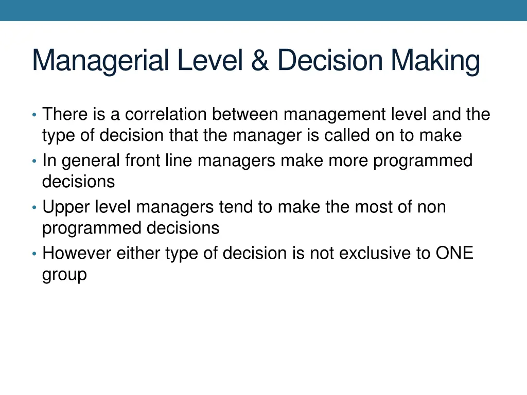 managerial level decision making